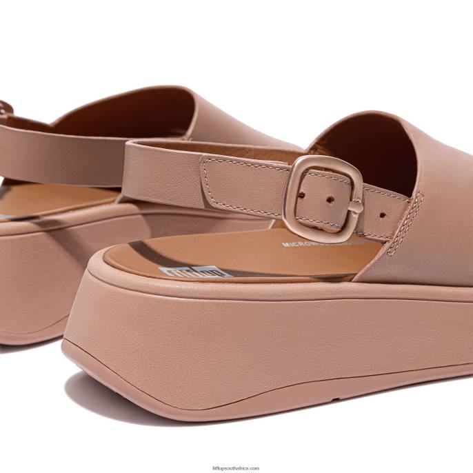 Women F-MODE Leather Flatform Back-Strap Sandals Fitflop 882F41 Beige - Image 4