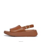 Women F-MODE Leather Flatform Back-Strap Sandals Fitflop 882F42 Light Tan