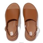 Women F-MODE Leather Flatform Back-Strap Sandals Fitflop 882F42 Light Tan - Image 4