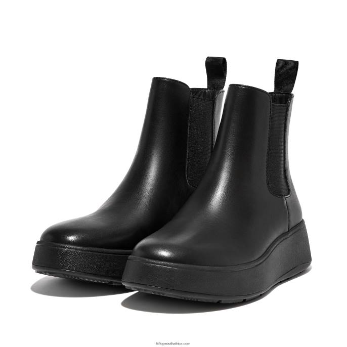 Women F-MODE Leather Flatform Chelsea Boots Fitflop 882F300 All Black - Image 4
