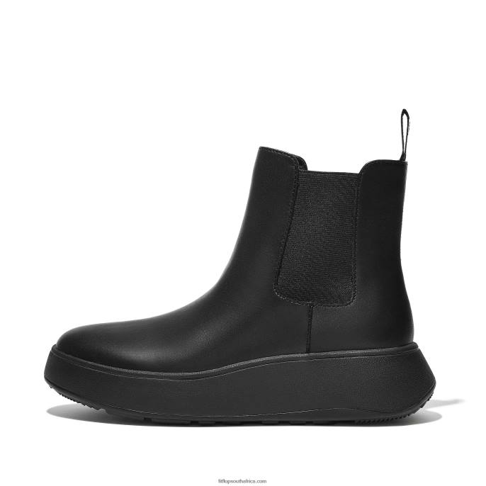 Women F-MODE Leather Flatform Chelsea Boots Fitflop 882F300 All Black - Image 1