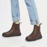 Women F-MODE Leather Flatform Chelsea Boots Fitflop 882F301 Brown Mix - Image 2