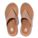 Women F-MODE Leather Flatform Toe-Post Sandals Fitflop 882F134 Beige - Image 3