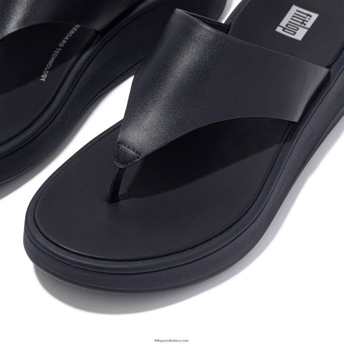 Women F-MODE Leather Flatform Toe-Post Sandals Fitflop 882F136 Midnight Navy - Image 4