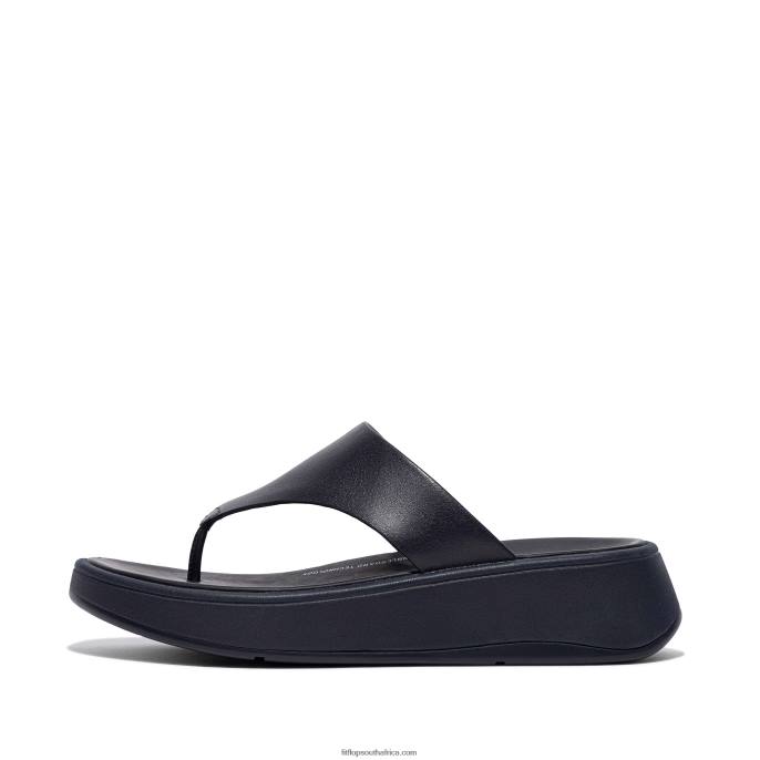 Women F-MODE Leather Flatform Toe-Post Sandals Fitflop 882F136 Midnight Navy - Image 1