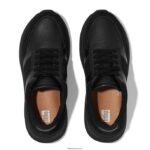 Women F-MODE Leather/Mesh Flatform Trainers Fitflop 882F219 All Black - Image 3