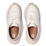 Women F-MODE Leather/Suede Flatform Trainers Fitflop 882F213 Urban White - Image 3