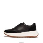 Women F-MODE Leather/Suede Flatform Trainers Fitflop 882F214 Black