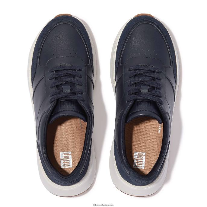Women F-MODE Leather/Suede Flatform Trainers Fitflop 882F215 Midnight Navy - Image 3