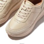 Women F-MODE Leather/Suede Flatform Trainers Fitflop 882F216 Stone Beige - Image 4