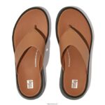 Women F-MODE Luxe Leather Flatform Toe-Post Sandals Fitflop 882F126 Latte Tan - Image 4