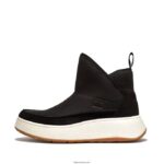 Women F-MODE Nubuck-Mix Flatform Bootie Trainers Fitflop 882F295 Black