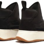 Women F-MODE Nubuck-Mix Flatform Bootie Trainers Fitflop 882F295 Black - Image 3