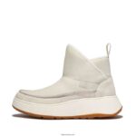 Women F-MODE Nubuck-Mix Flatform Bootie Trainers Fitflop 882F296 Cream