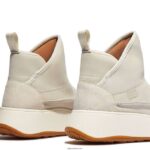 Women F-MODE Nubuck-Mix Flatform Bootie Trainers Fitflop 882F296 Cream - Image 4