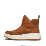 Women F-MODE Nubuck-Mix Flatform Bootie Trainers Fitflop 882F297 Light Tan