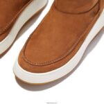 Women F-MODE Nubuck-Mix Flatform Bootie Trainers Fitflop 882F297 Light Tan - Image 3