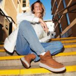 Women F-MODE Nubuck-Mix Flatform Bootie Trainers Fitflop 882F297 Light Tan - Image 5