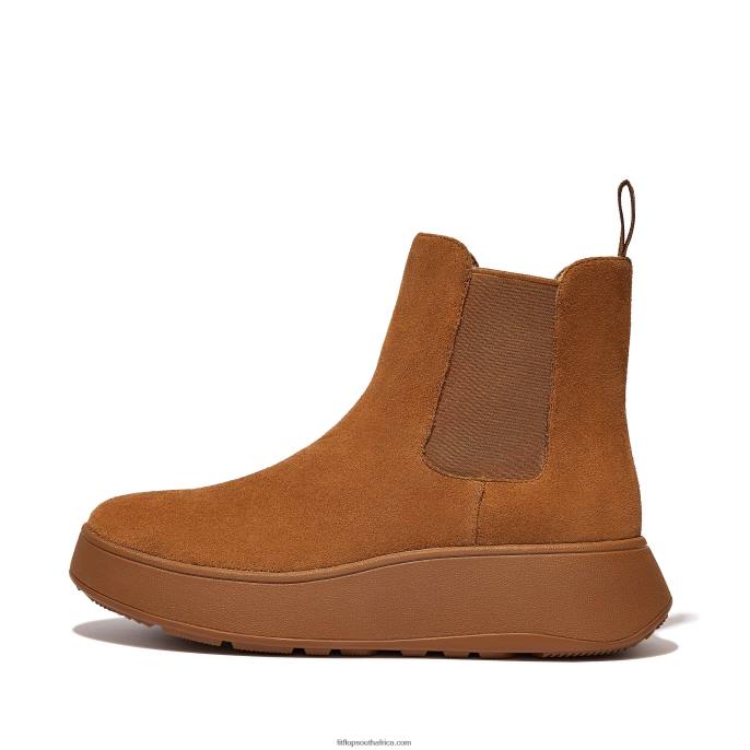 Women F-MODE Suede Flatform Chelsea Boots Fitflop 882F293 Light Tan - Image 1