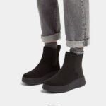 Women F-MODE Suede Flatform Chelsea Boots Fitflop 882F294 All Black - Image 2