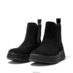 Women F-MODE Suede Flatform Chelsea Boots Fitflop 882F294 All Black - Image 4