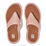 Women F-MODE Woven Flatform Toe-Post Sandals Fitflop 882F140 Pink Salt - Image 4
