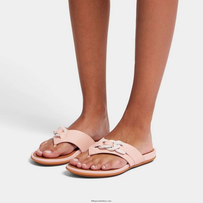 Women GRACIE Chain Leather Toe-Post Sandals Fitflop 882F132 Pink Salt - Image 2
