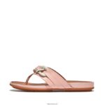 Women GRACIE Chain Leather Toe-Post Sandals Fitflop 882F132 Pink Salt