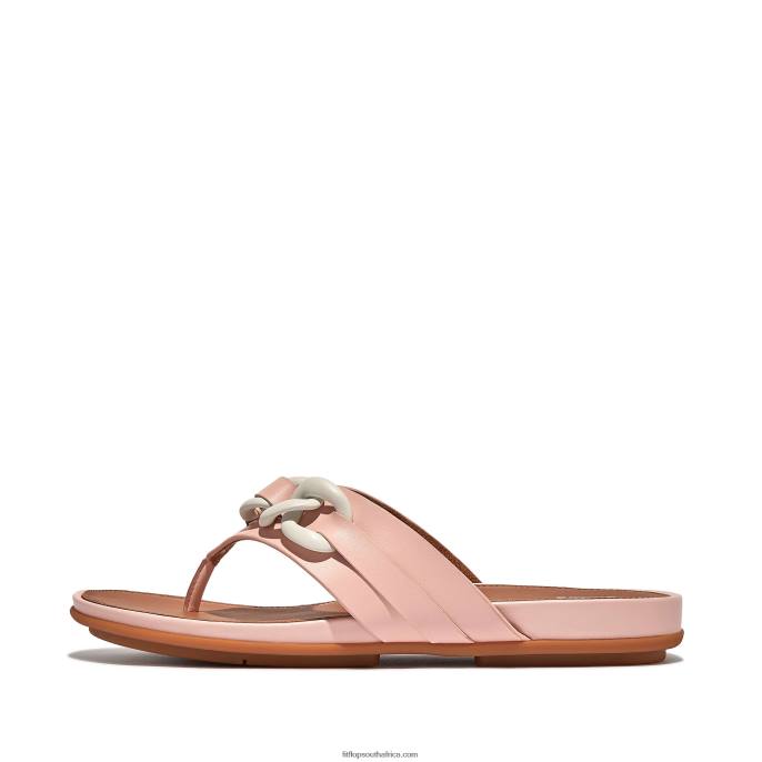 Women GRACIE Chain Leather Toe-Post Sandals Fitflop 882F132 Pink Salt - Image 1