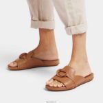 Women GRACIE Circlet Leather Slides Fitflop 882F188 Latte Tan - Image 2