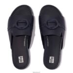 Women GRACIE Circlet Leather Slides Fitflop 882F189 Midnight Navy - Image 3