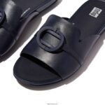 Women GRACIE Circlet Leather Slides Fitflop 882F189 Midnight Navy - Image 4