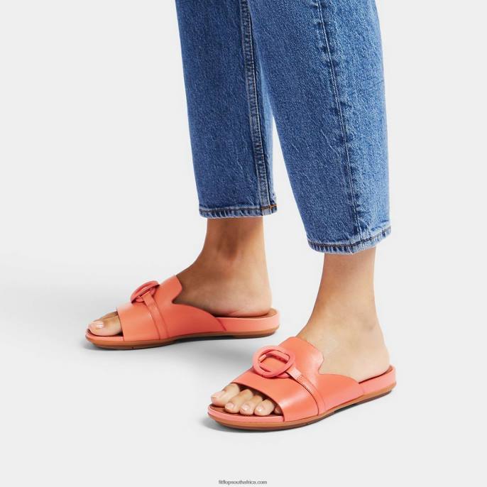 Women GRACIE Circlet Leather Slides Fitflop 882F190 Sunshine Coral - Image 2