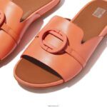 Women GRACIE Circlet Leather Slides Fitflop 882F190 Sunshine Coral - Image 4