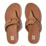 Women GRACIE Circlet Leather Toe-Post Sandals Fitflop 882F145 Latte Tan - Image 3
