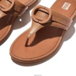 Women GRACIE Circlet Leather Toe-Post Sandals Fitflop 882F145 Latte Tan - Image 4
