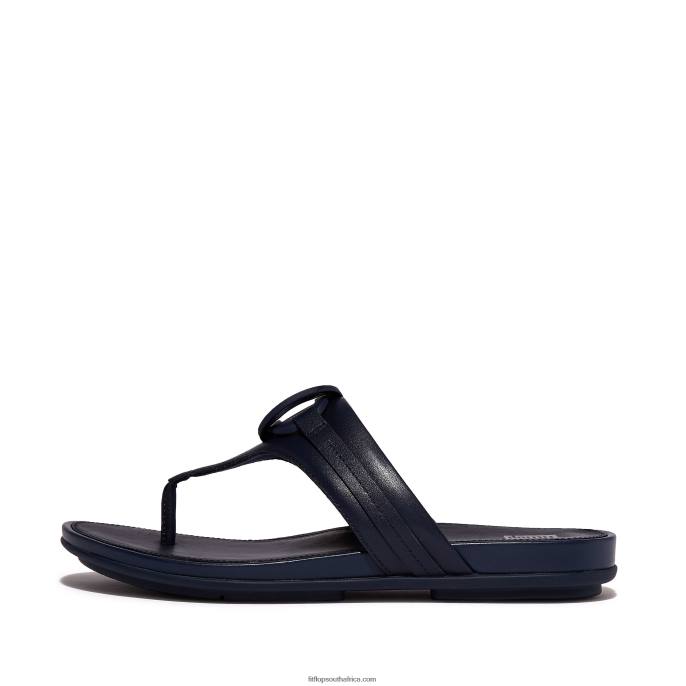 Women GRACIE Circlet Leather Toe-Post Sandals Fitflop 882F146 Midnight Navy - Image 1