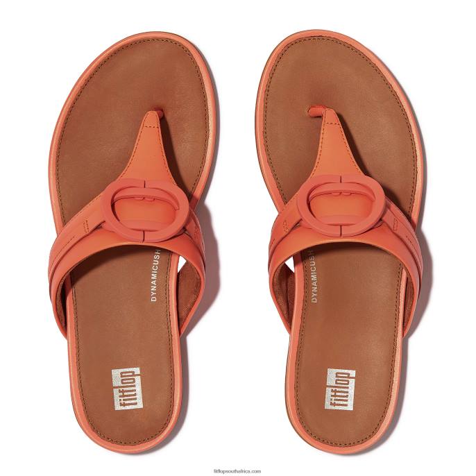 Women GRACIE Circlet Leather Toe-Post Sandals Fitflop 882F147 Sunshine Coral - Image 3