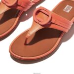 Women GRACIE Circlet Leather Toe-Post Sandals Fitflop 882F147 Sunshine Coral - Image 4