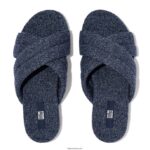 Women GRACIE E01 Merino Wool-Mix Cross Slides Fitflop 882F332 Midnight Navy - Image 3