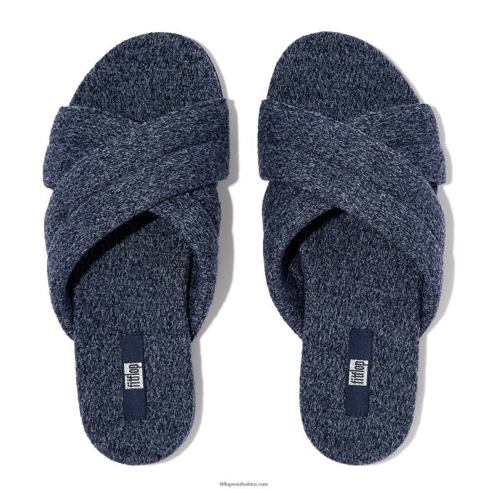 Women GRACIE E01 Merino Wool-Mix Cross Slides Fitflop 882F332 Midnight Navy - Image 3