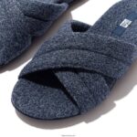 Women GRACIE E01 Merino Wool-Mix Cross Slides Fitflop 882F332 Midnight Navy - Image 4