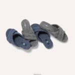Women GRACIE E01 Merino Wool-Mix Cross Slides Fitflop 882F332 Midnight Navy - Image 5