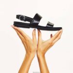 Women GRACIE Leather Back-Strap Sandals Fitflop 882F66 All Black - Image 5