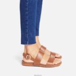 Women GRACIE Leather Back-Strap Sandals Fitflop 882F68 Light Tan - Image 2