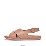 Women GRACIE Leather Crisscross Sandals Fitflop 882F71 Beige