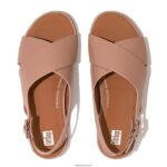 Women GRACIE Leather Crisscross Sandals Fitflop 882F71 Beige - Image 4