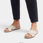 Women GRACIE Leather Cross Slides Fitflop 882F194 Stone Beige - Image 2