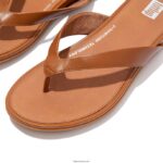 Women GRACIE Leather Flip Flops Fitflop 882F12 Light Tan - Image 4