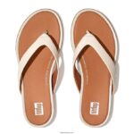 Women GRACIE Leather Flip Flops Fitflop 882F13 Stone Beige - Image 4